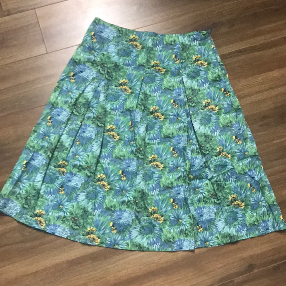 Talbots Floral Pleated Summer Cotton Skirt